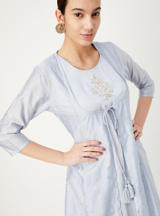 Women Foil Printed Layered Kurta
