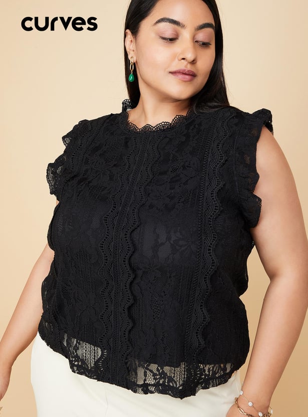 Women Lace Knit Dressy Top