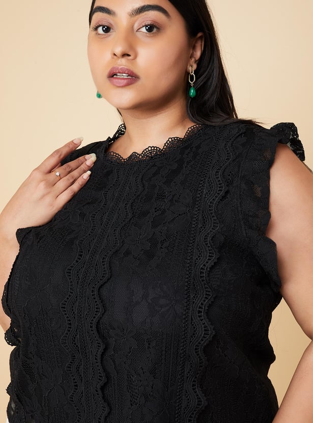 Women Lace Knit Dressy Top