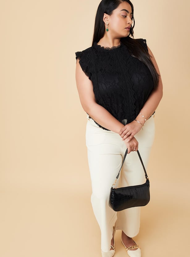 Women Lace Knit Dressy Top