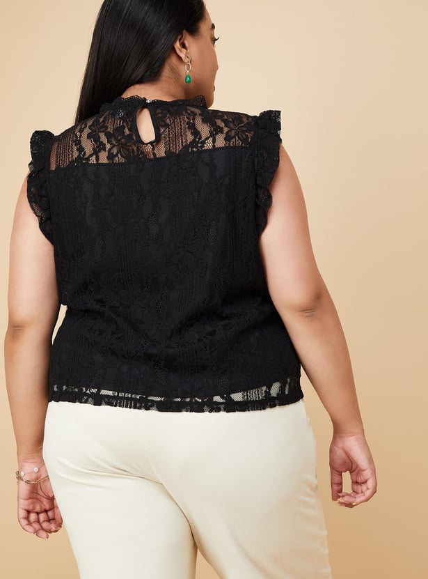 Women Lace Knit Dressy Top