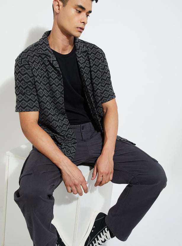 URB_N Men Regular Fit Crochet Resort Shirt