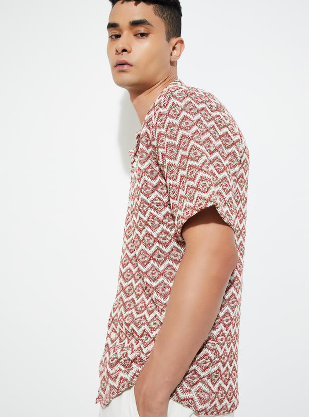 URB_N Men Regular Fit Crochet Resort Shirt