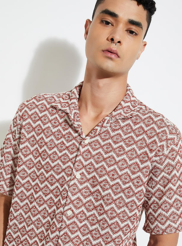 URB_N Men Regular Fit Crochet Resort Shirt