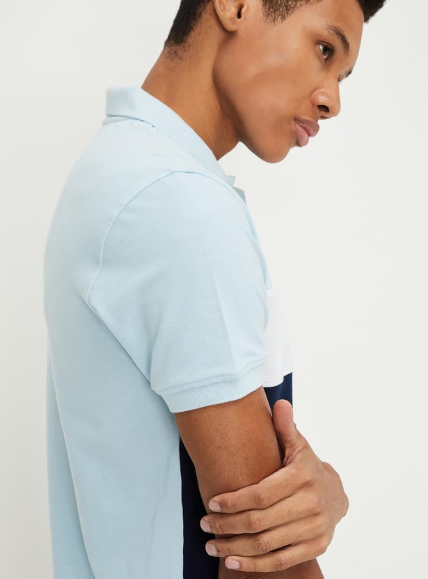 Men Slim Fit Colourblocked Polo T-shirt