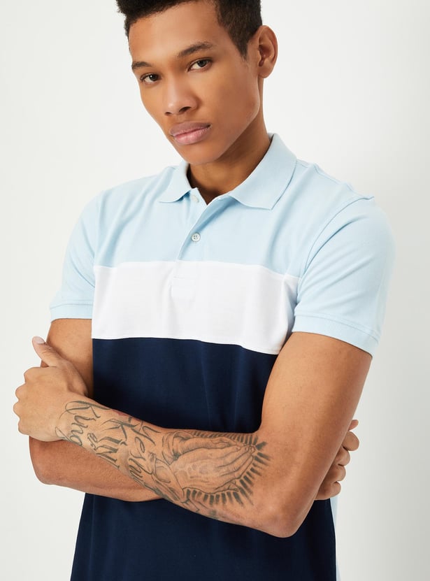 Men Slim Fit Colourblocked Polo T-shirt