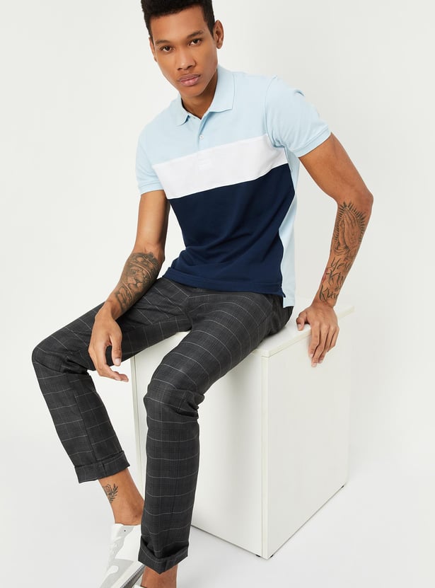 Men Slim Fit Colourblocked Polo T-shirt