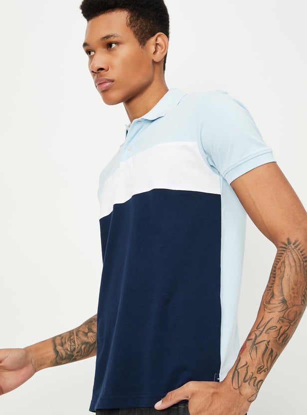 Men Slim Fit Colourblocked Polo T-shirt