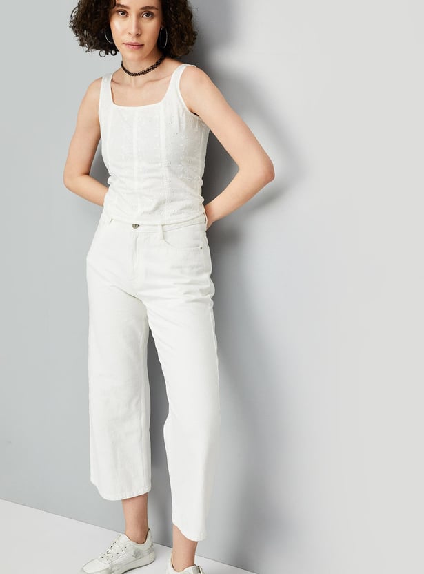 Women Schiffli Crop Top