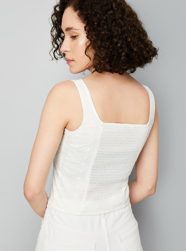 Women Schiffli Crop Top