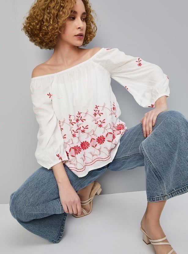Buy Women Embroidered Off-Shoulder Tunic Online at just