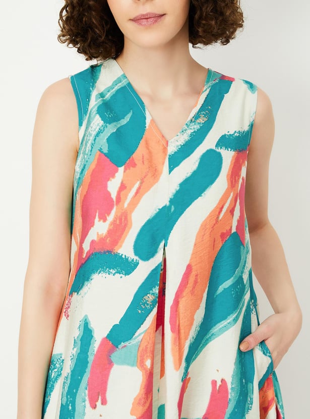 Women Printed Asymmetrical Hem Dress