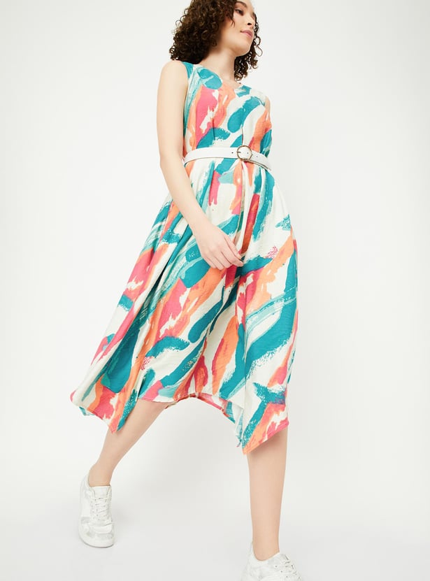 Women Printed Asymmetrical Hem Dress