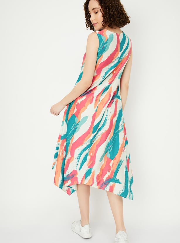 Women Printed Asymmetrical Hem Dress