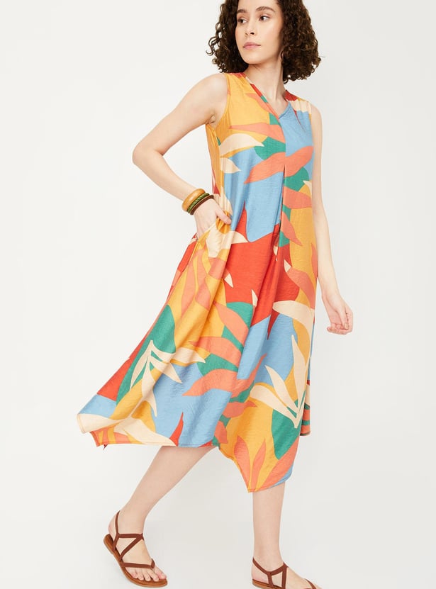 Women Printed Asymmetrical Hem Dress