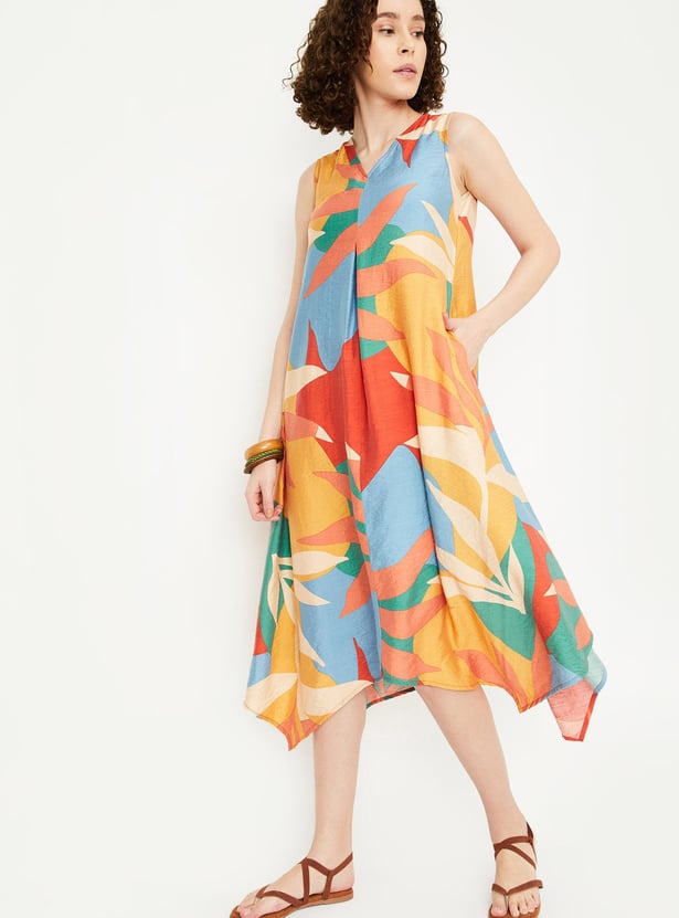 Women Printed Asymmetrical Hem Dress