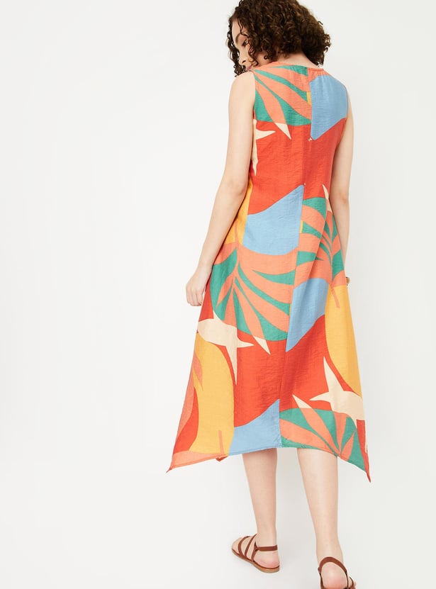 Women Printed Asymmetrical Hem Dress