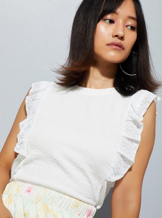 Txtrd Ruffle Top Buy URB_N Women Textured Ruffled Detail Top Online at just Rs. 699.0 ...