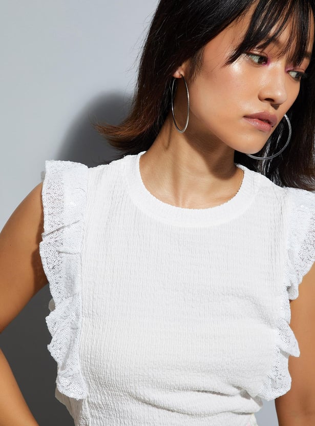 Txtrd Ruffle Top Buy URB_N Women Textured Ruffled Detail Top Online at just Rs. 699.0 ...