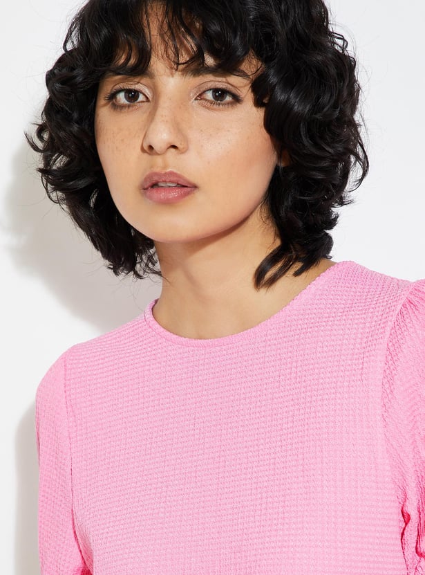 URB_N Women Textured Top with Back Tie-Up