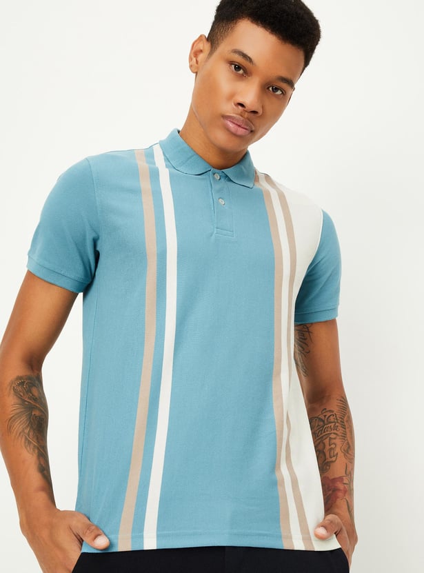 Buy Men Slim Fit Striped Polo T-shirt Online at just