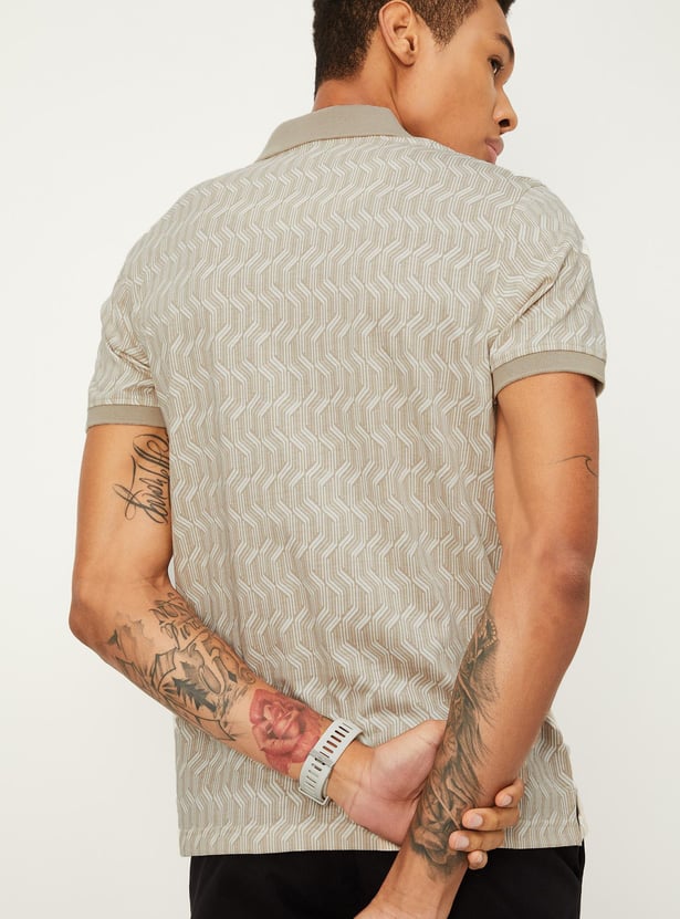 Men Printed Slim Fit Polo T-shirt