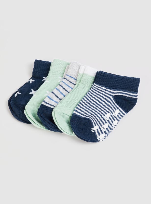 Boys Printed Ankle-Length Socks - Pack of 5