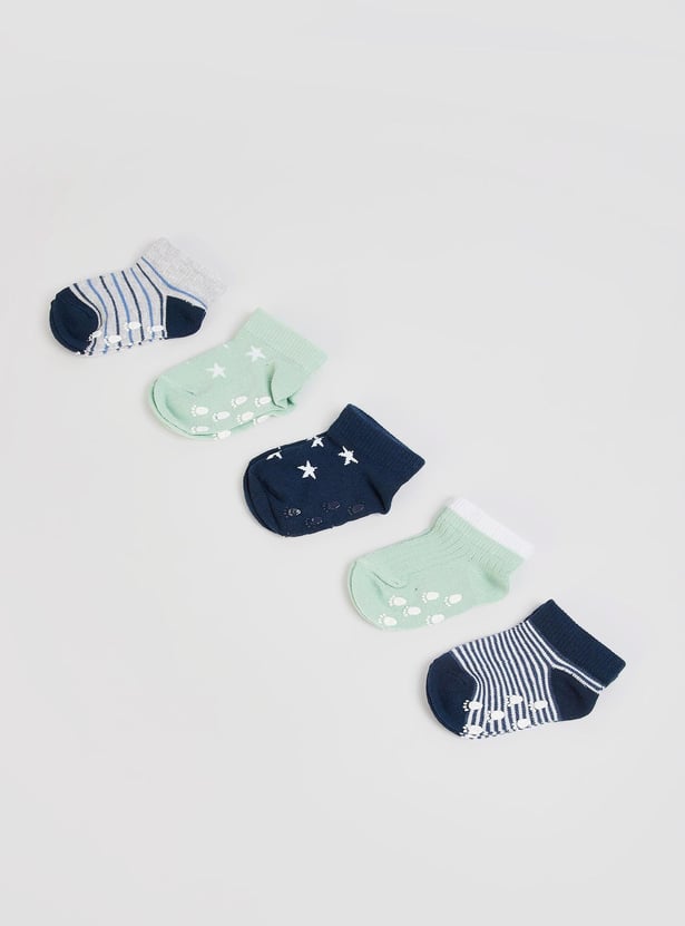 Boys Printed Ankle-Length Socks - Pack of 5