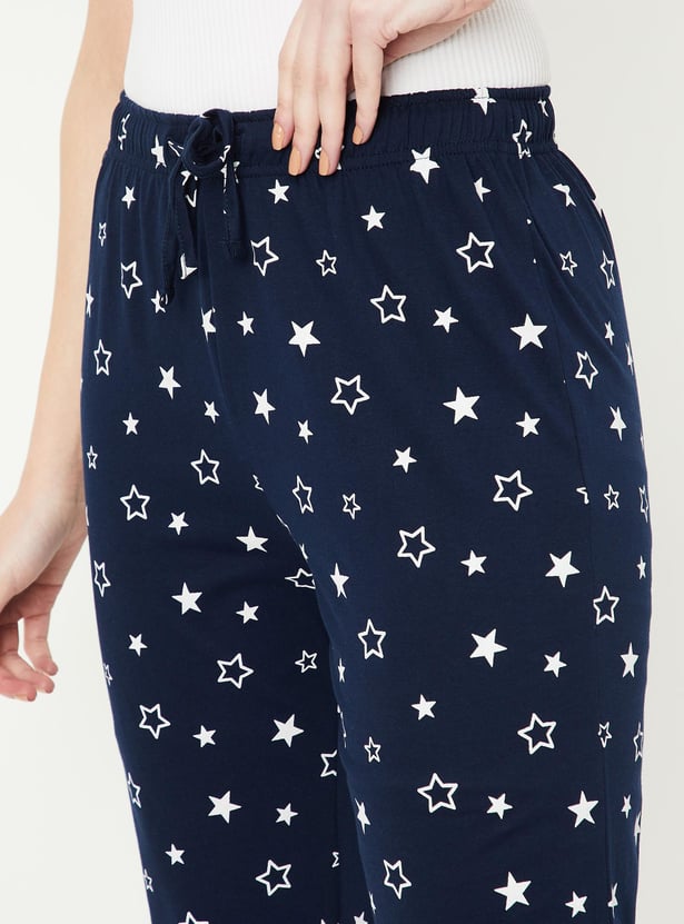 Buy Women Star Printed Knit Capris Online At Just Rs. 449.0 