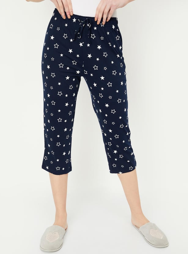 Buy Women Star Printed Knit Capris Online at just Rs. 449.0 ...