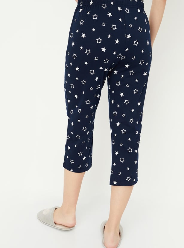 Buy Women Star Printed Knit Capris Online at just Rs. 449.0 ...