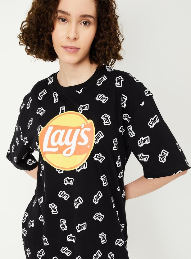Women Boxy Fit Lays Printed Nightdress