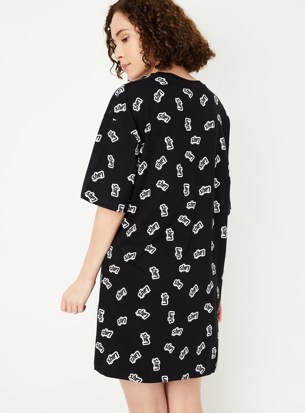 Women Boxy Fit Lays Printed Nightdress