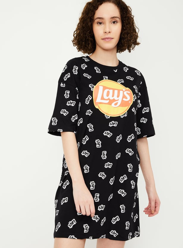 Women Boxy Fit Lays Printed Nightdress