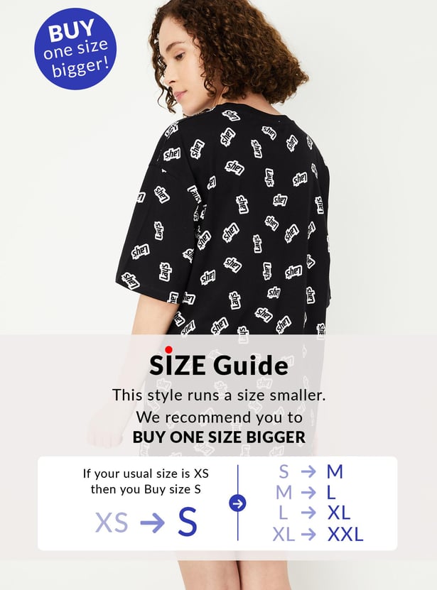 Women Boxy Fit Lays Printed Nightdress