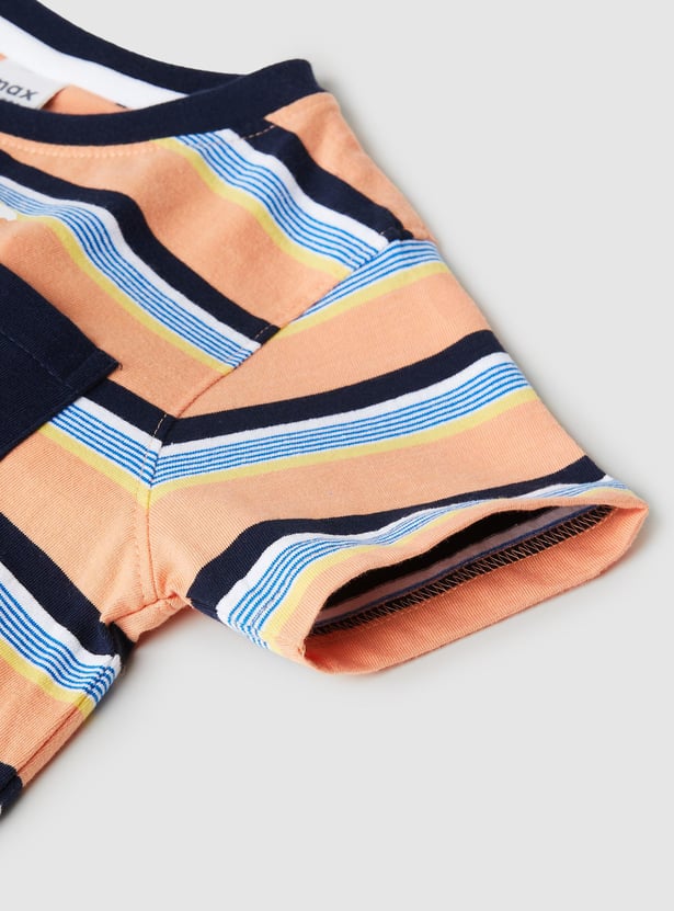 Boys Striped T-shirt with Chest Pocket