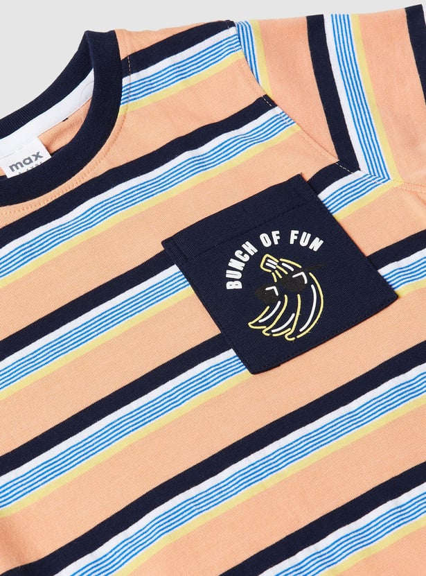 Boys Striped T-shirt with Chest Pocket