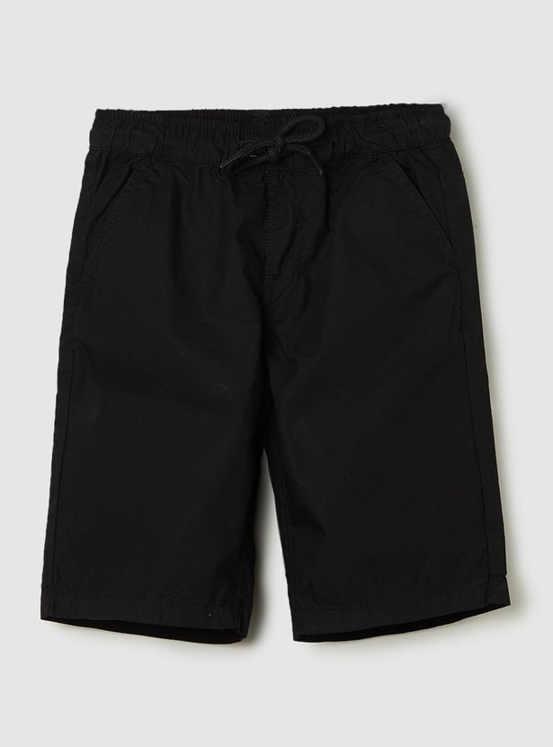 Boys Solid Woven Bermuda Shorts