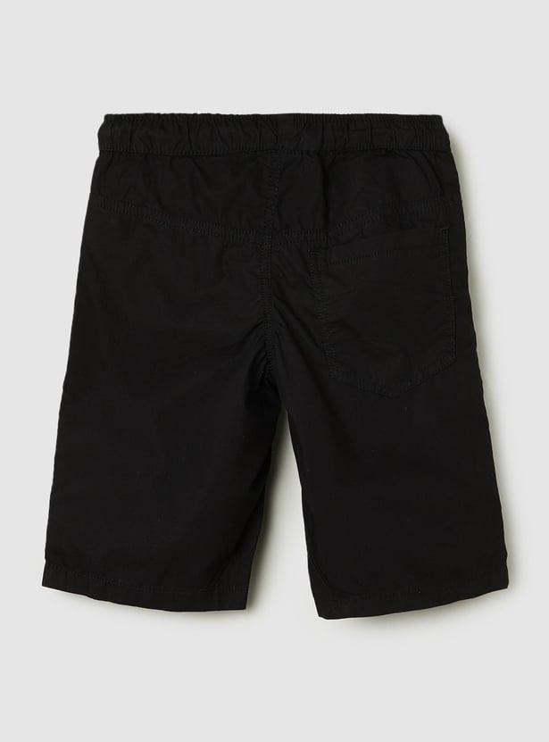 Boys Solid Woven Bermuda Shorts