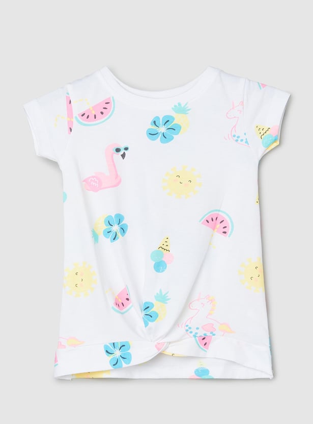 Girls Printed Twisted Hem T-shirt