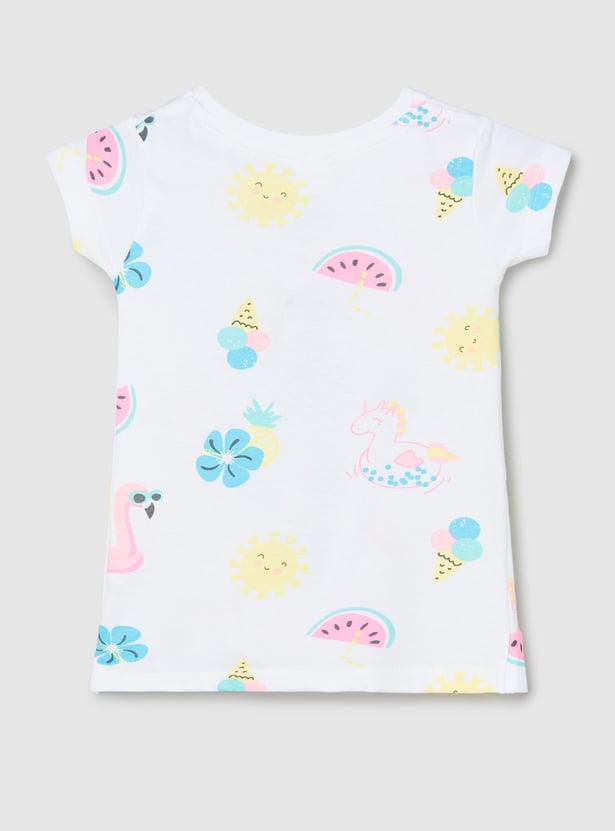 Girls Printed Twisted Hem T-shirt