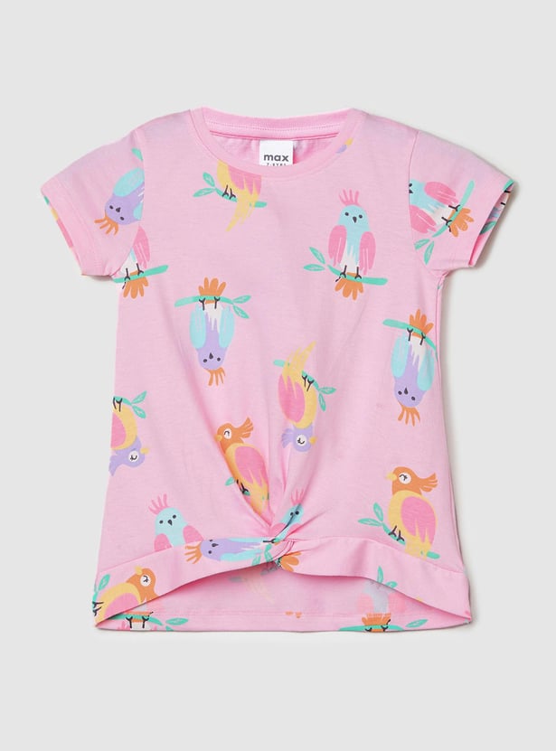 Girls Printed Twisted Hem T-shirt