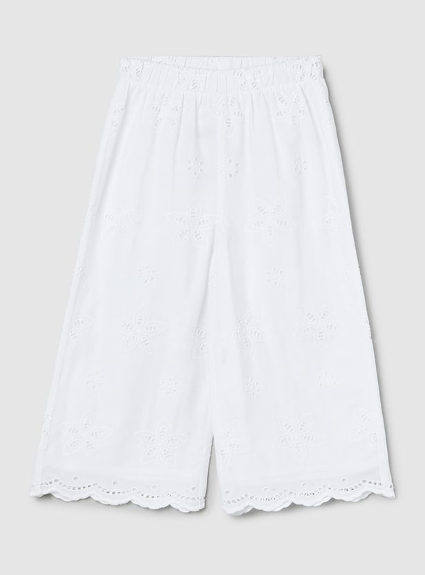 Girls Schiffli Wide-Legged Trousers