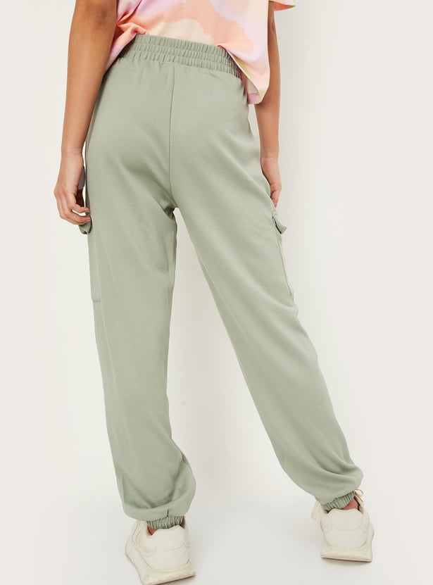 Buy Girls Solid Cargo Joggers Online at just