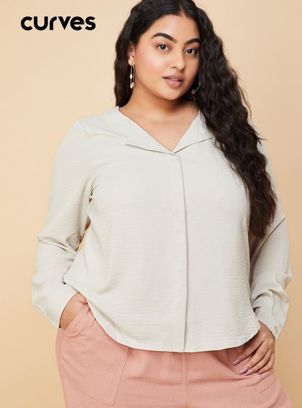 Women Textured V-Neck Top