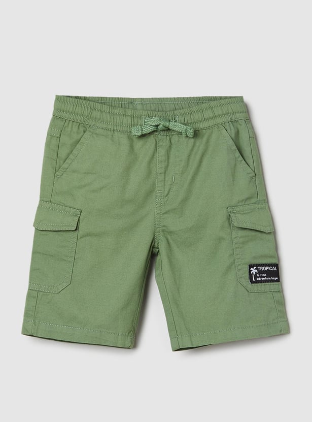 Boys Solid Cargo Shorts