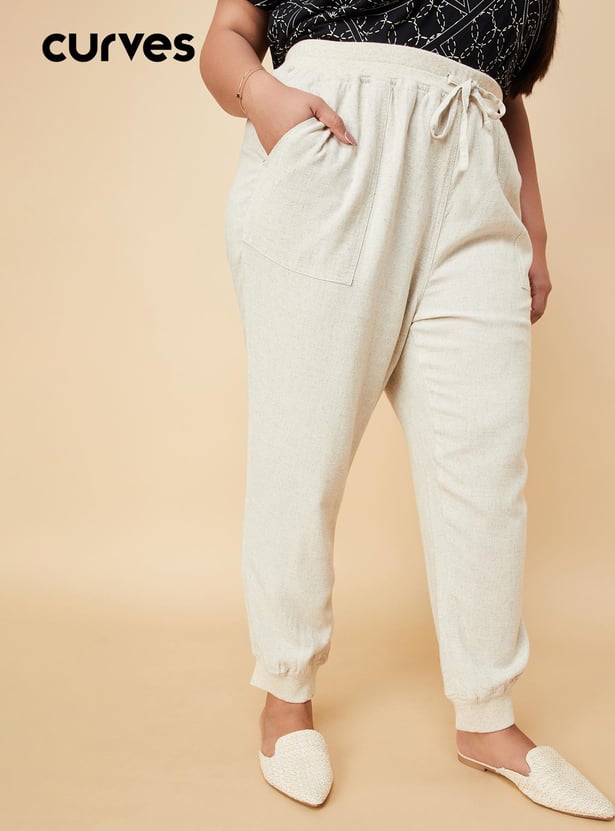 Women Solid Woven Joggers