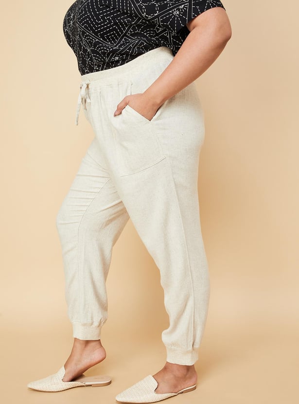 Women Solid Woven Joggers