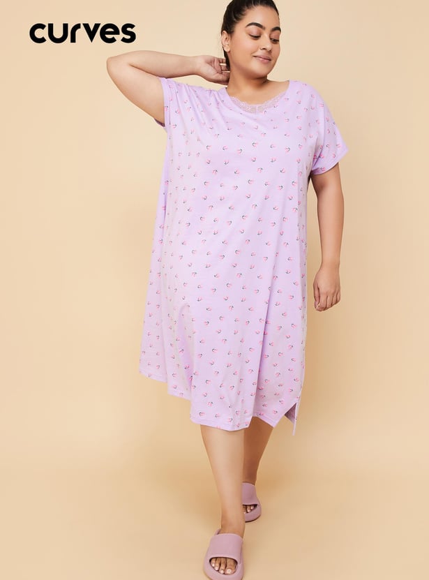 Women Printed Knit Night Dress