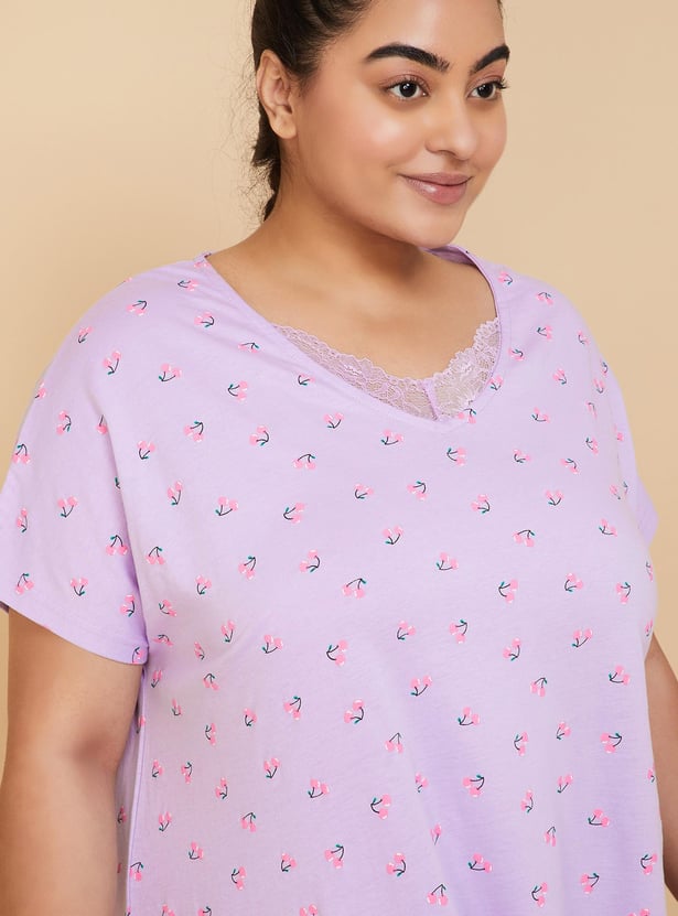 Women Printed Knit Night Dress